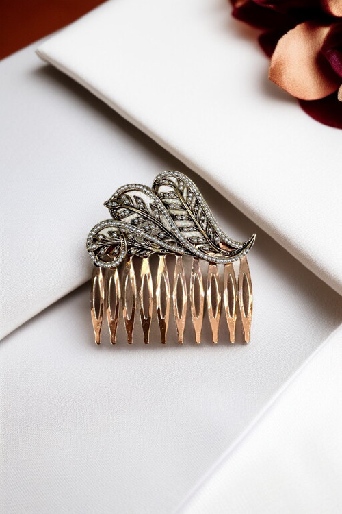 Kristal Taşlı Vintage Tarak Topuz Toka