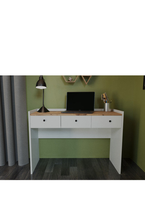 SWENEY 3 ÇEKMECELİ ÇALIŞMA MASASI BEYAZ&CEVİZ AFM210