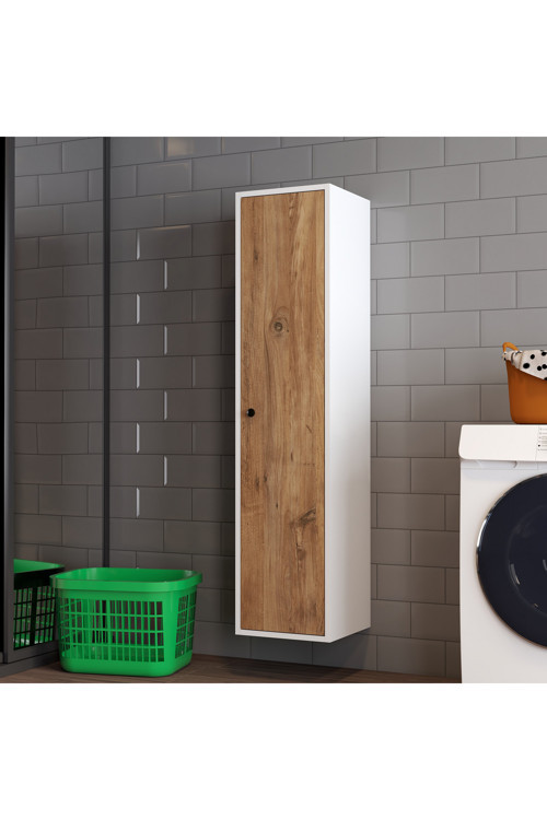 Mila Banyo Kileri Çok Amaçli Dolap Banyo Dolabi Duvara Monte Beyaz&Ceviz Atlantik Çam