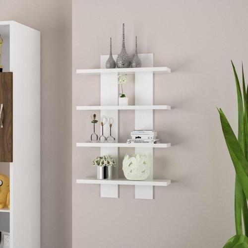 4 Raflı Duvar Unitesi Ofis 4 Lu Kitaplık Salon Duvar Rafı