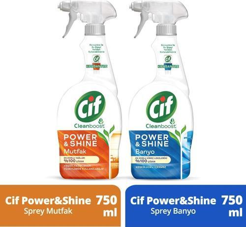Sprey Temizleyici Power Shine Banyo 750ml 1adet Sprey Power Shine Mutfak 750ml 1adet