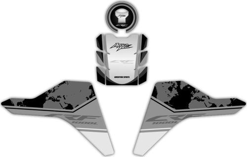 Honda Africa Twin CRF1000L 2018-2019 Uyumlu Tank Pad Seti Siyah