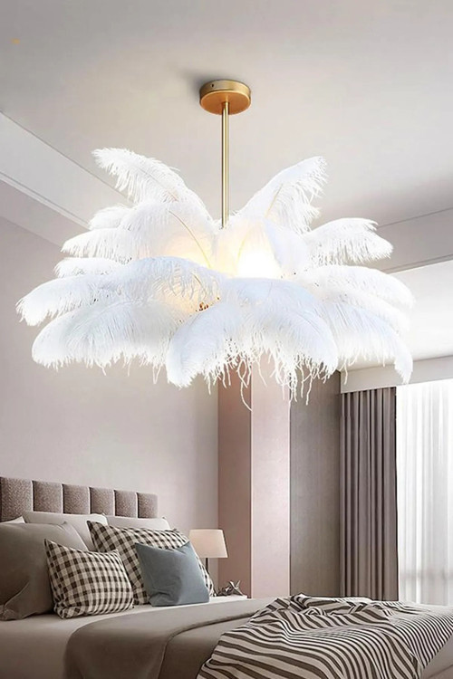 Deve Kuşu Tüyü Avize %100 Orjinal Deve Kuşu Tüyü avize