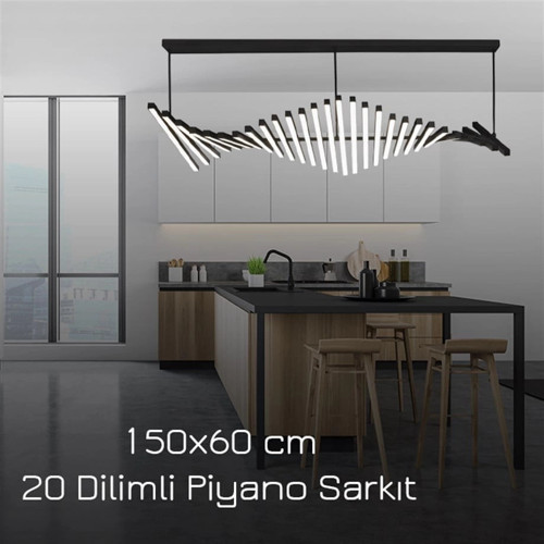 Lüks Modern Ledli Piyano Avize Beyaz