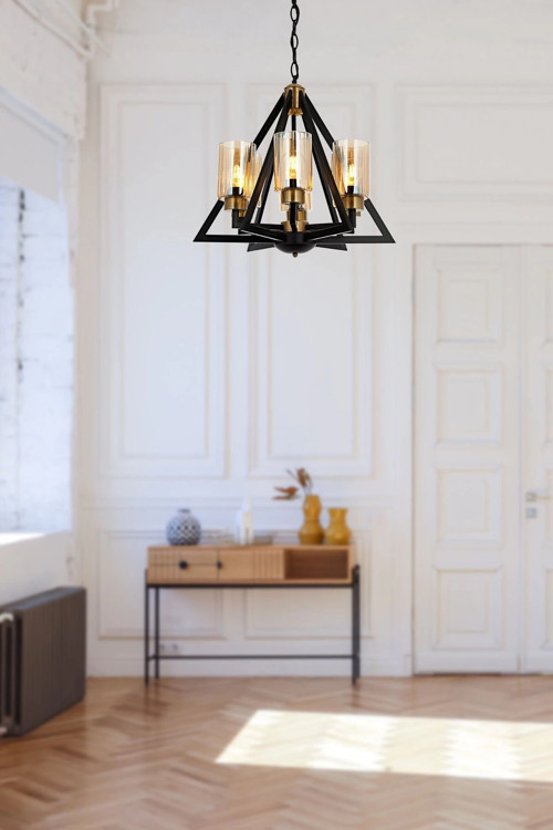 Prizma 6 lı Klasik Avize Siyah