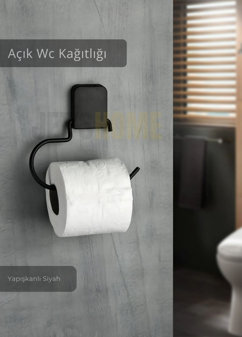 Paslanmaz Kapaksız Tuvalet Kağıdı Askılığı Wc Kağıtlık Tutucu Siyah