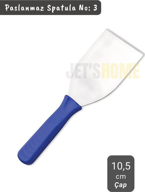 Börek Kesici Paslanmaz Çelik Pasta Spatulası Pizza Kesici Mavi Saplı No:3 Çap 10,5 cm