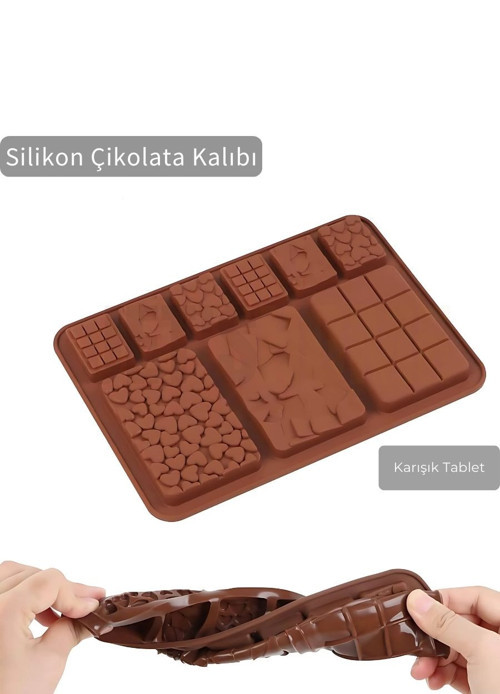 Karışık Tablet Desen Çikolata Kalıbı BPA FREE Buz Kalıbı Silikon Tatlı Kalıbı Yapışmaz Kalıp