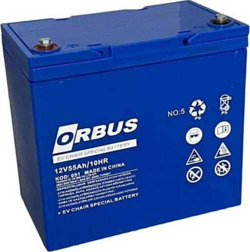 12V 55 Ah Engelli Araç Aküsü Jel (226*135*210) (Yüksek) (17,5 Kg) Tse'Li