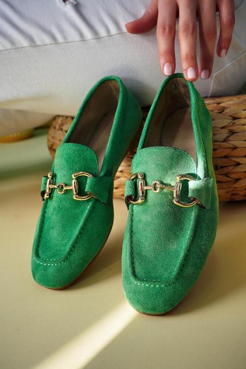 MONA Garantili Metal Tokalı Deri Kadın Loafer Günlük Ayakkabı