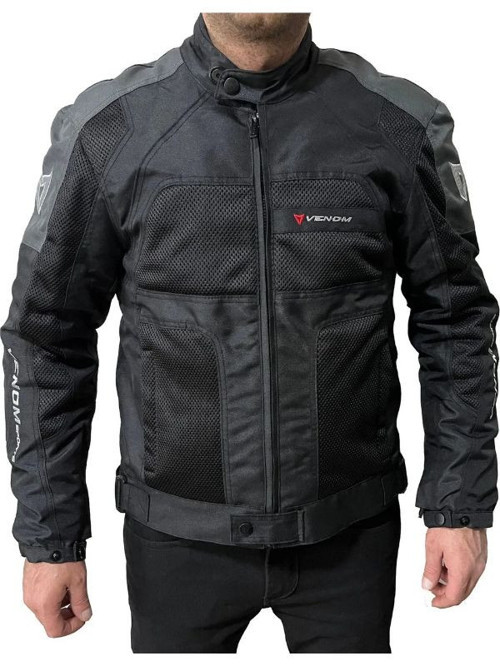 Motosiklet Montu Erkek Siyah-Gri Dynamic V2 Mont 4 Mevsim Motorcu Mont