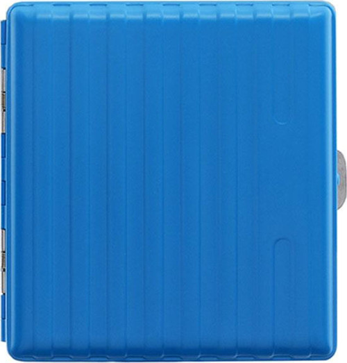 Bavul Desen Metal Kısa Sigara Tabakası 18li Mavi