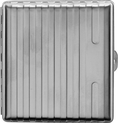 Bavul Desen Metal Kısa Sigara Tabakası 18li Silver