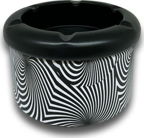 Spiral Desen Metal Mini Sigara Küllüğü Siyah 8cm