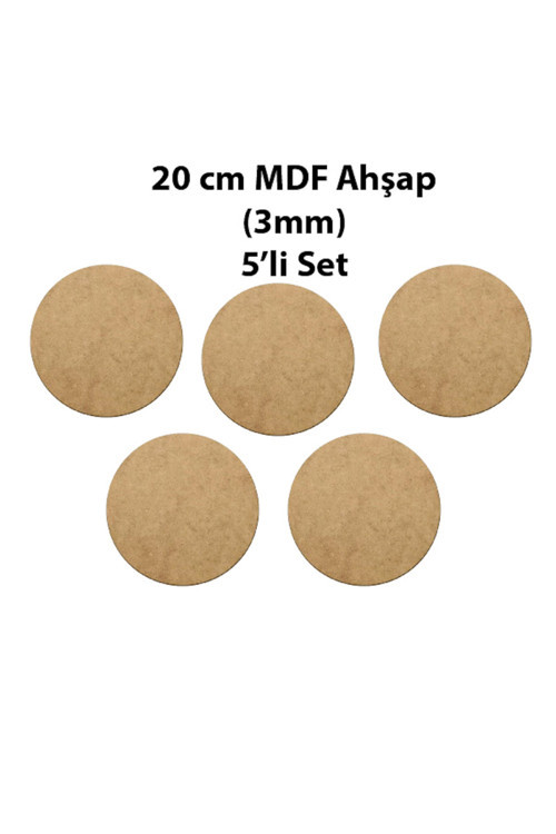 Yuvarlak Ahşap Zemin, 20 Cm, 5 Adet, 3 Mm Mdf, Pürüzsüz, Daire Lazer Kesim Ahşap Zeminler