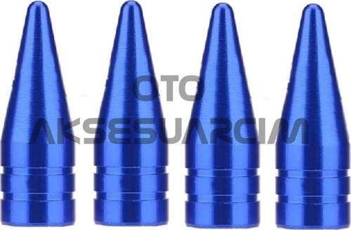 Alüminyum Sivri Sibop Kapağı Mavi 4'lü 32mm