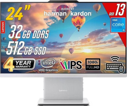 Ideacentre 24IRH9 Intel Core I5-13420H 32GB 512GB 23.8 Fhd Freedos Beyaz All In One Bilgisayar