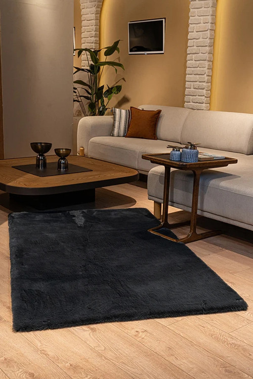Apex Polo 8706 Antrasit Peluş Düz Şekilli Halı