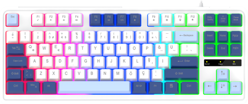 JDK87 Rainbow Mekanik Hisli Membran Türkçe Q Gaming 87 Tuş Beyaz Klavye