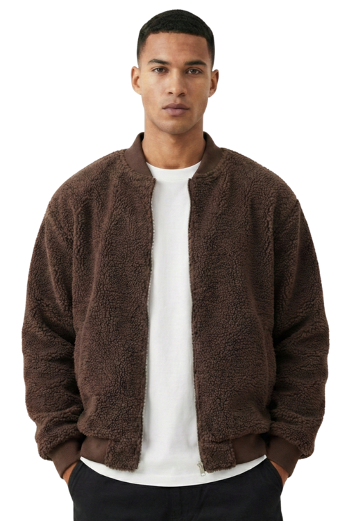 Erkek Mont Peluş İçi Astarlı Oversize Geniş Kalıp Sherpa Kuzu Kumaş Spor Mont