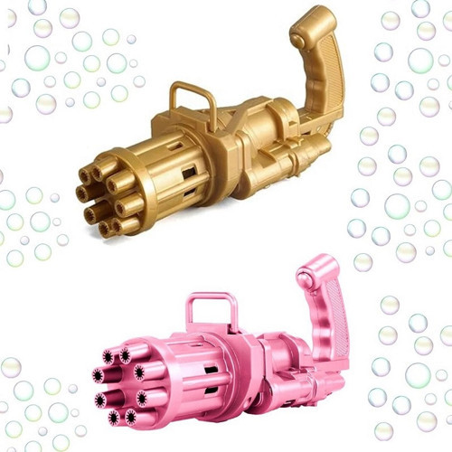 2 ADET PEMBE GOLD ÇOKLU KÖPÜK ATAN KÖPÜK TABANCASI VIP BUBBLES GUN PİLLİ BALONCUK TABANCASI 20X7 CM