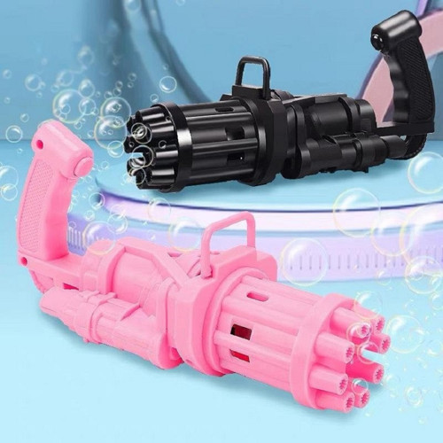 2 ADET PEMBE SİYAH ÇOKLU KÖPÜK ATAN KÖPÜK TABANCASI VIP BUBBLES GUN PİLLİ BALONCUK TABANCASI 20X7 CM