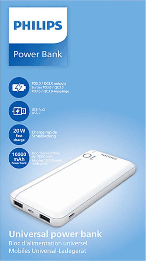 DLP1812PW 10.000 mAh 2xUSB-A 2.1A USB-C Çıkış PD Taşınabilir Şarj Cihazı Beyaz