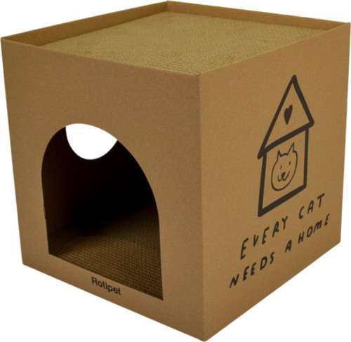 Box 1 Cube Karton Kedi Tırmalama Doğal