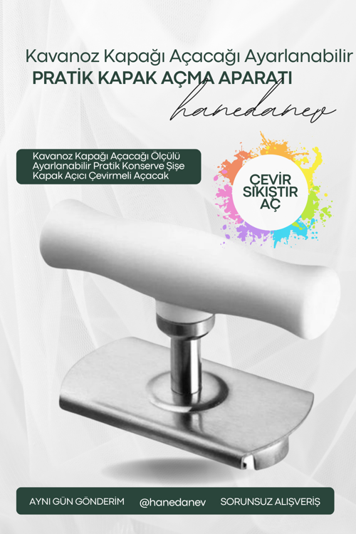 Kavanoz Kapağı Açacağı Ölçülü Ayarlanabilir Pratik Konserve Şişe Kapak Açıcı Çevirmeli Açacak