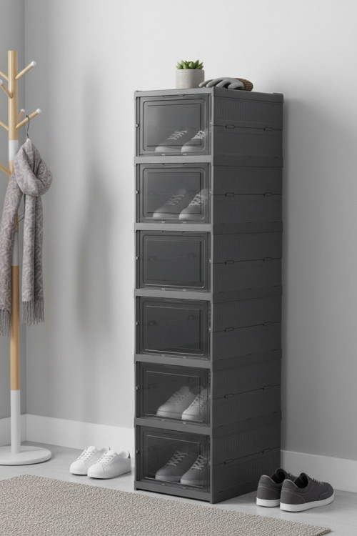 6 Katlı, Katlanabilir Ayakkabılık, Taşınabilir Çok Amaçlı, Geniş, Katlanabilir Dolap ve Raf