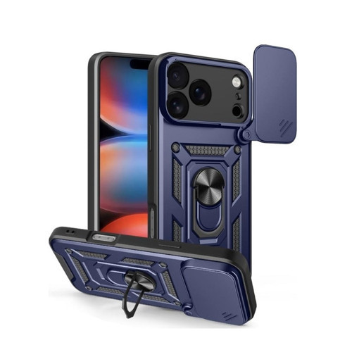 iPhone 17 Pro Max uyumlu Kılıf Pars Sürgülü Kamera Korumalı Yüzüklü Sert Silikon