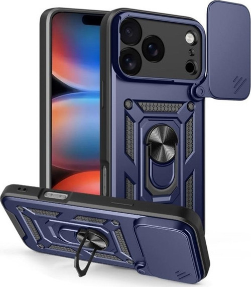 iPhone 17 Pro Max uyumlu Kılıf Pars Sürgülü Kamera Korumalı Yüzüklü Sert Silikon