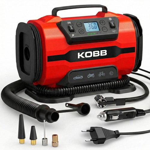 KB301 12Volt 220Volt 150 PSI Ayarlanabilir Dijital Basınç Göstergeli Lastik ve Yatak Şişirme Pompası