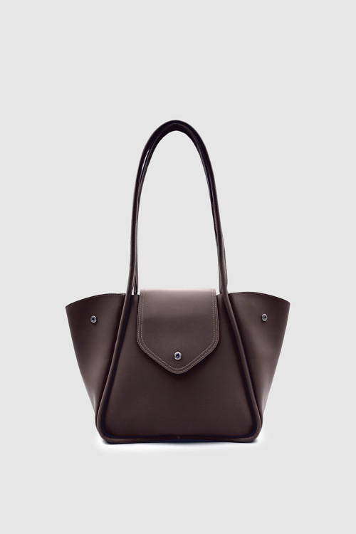 Rovel Formu Değişebilen Çıtçıtlı Kanatlı Tote Omuz Çantası Acı Kahve