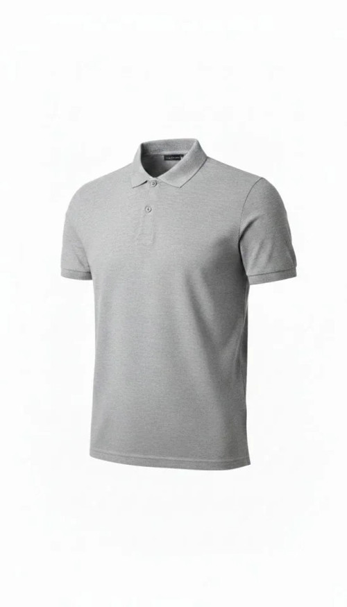 Erkek Pike Kumaş Düğmeli Yaka Regular Fit Günlük Kısa Kol Tişört T-shirt - Gri