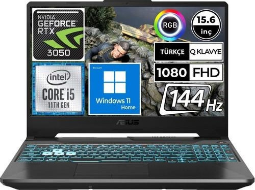 TUF Gaming F15 FX506HC-HN373 Intel Core i5 11400H 16 GB 1 TB SSD RTX3050 Windows 11 Home 15.6 FHD Bilgisayar