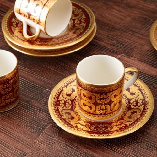 Aşk-ı Osmani Kırmızı - 4 Kişilik Kahve Fincanı Takımı BSG33