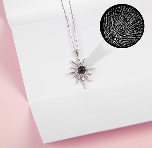 925 Ayar Gümüş 100 Dilde Seni Seviyorum Kutup Yıldızı Kadın Kolye