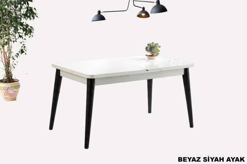 Kelebek Açılır Mdf Masa Mutfak,Salon,Yemek Odası Masası 90x160 cm Beyaz Siyah