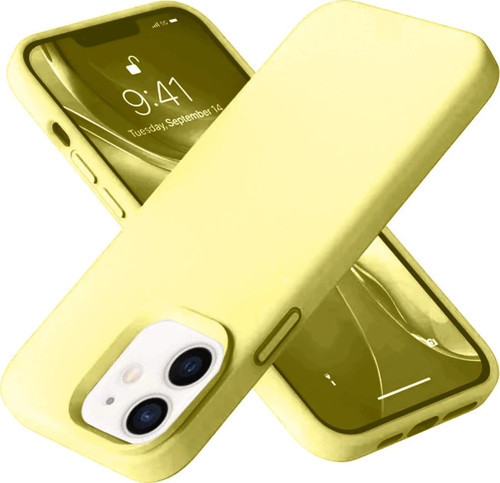 İphone 12 Kılıf Nano İçi Kadife Silikon- Sarı