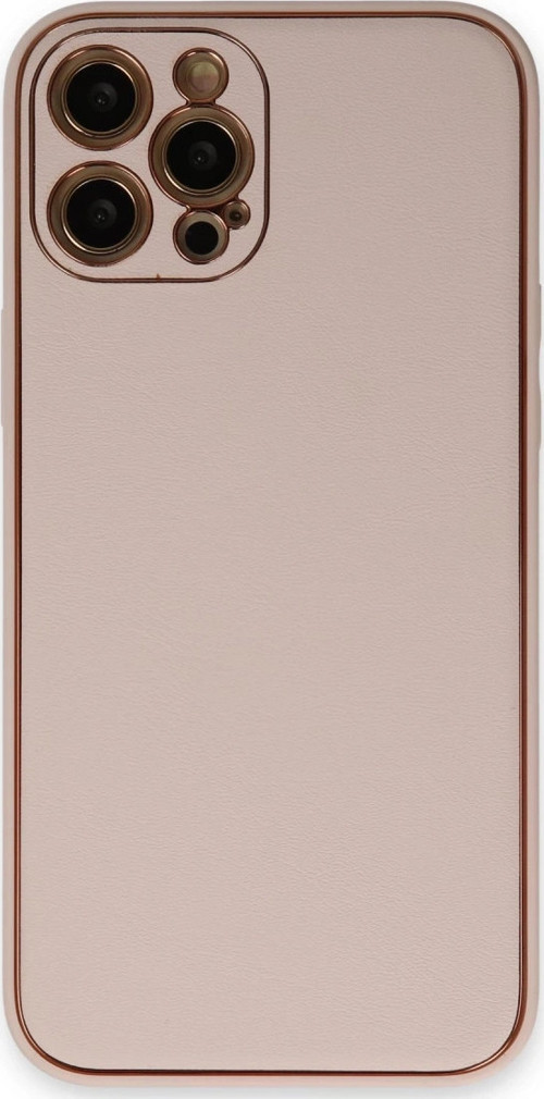 İphone 12 Pro Kılıf Coco Deri Silikon Kapak - Pudra