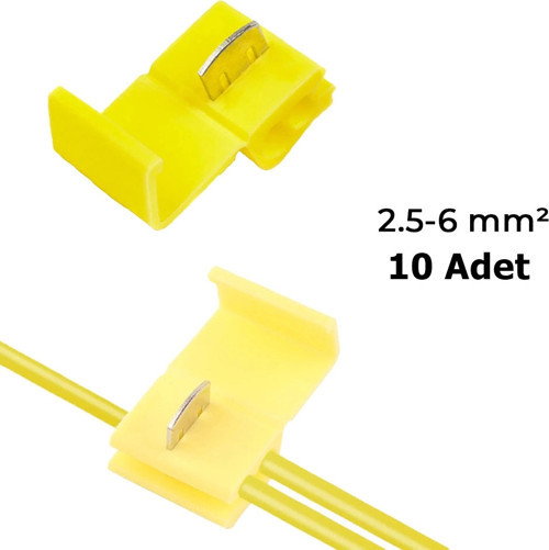 Hızlı Kablo Ekleme Aparatı Konnektör Klips Klemens Sarı 10'lu