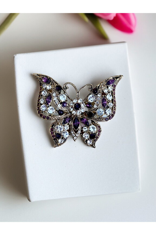 Black Diamond Swarovski Taşlı Kelebek Broş