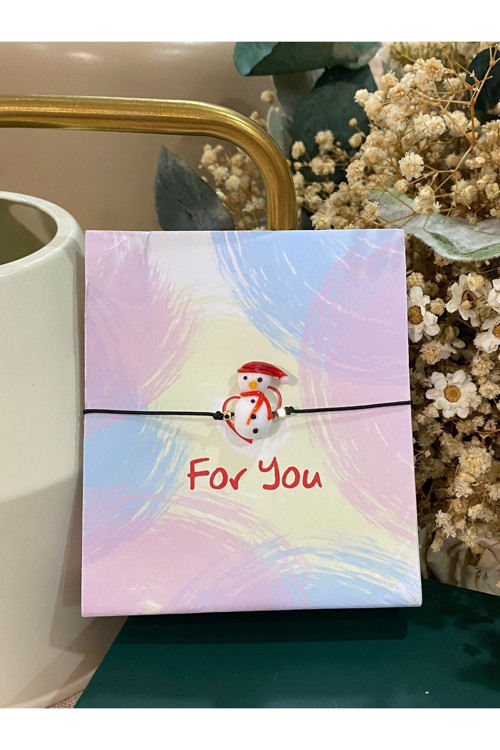 Yeni Yıl Kardan Adam Cam Murano Bileklik Yılbaşı Temalı Christmas Bileklik