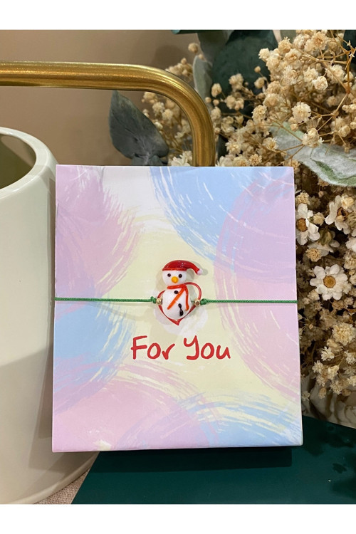 Yeni Yıl Kardan Adam Cam Murano Bileklik Yılbaşı Temalı Christmas Bileklik