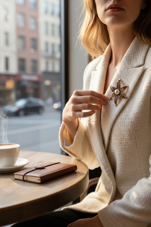 Zambak Çiçeği Figür İnci Broş