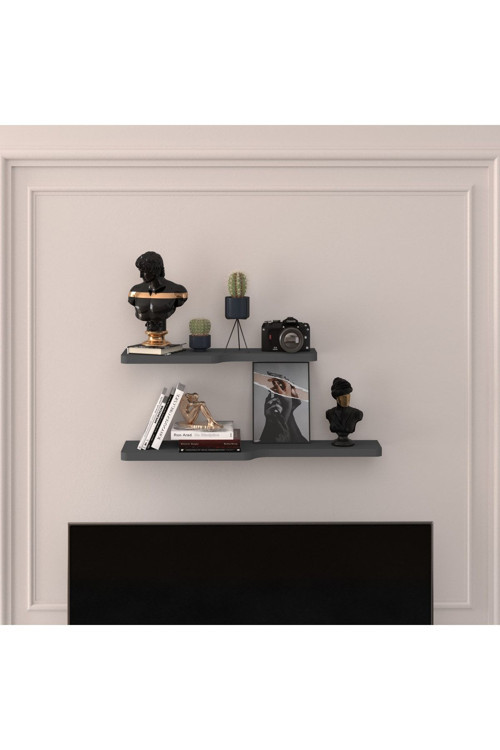 Doğal Modern Organizer Düzenleyici 2'li Kıvrımlı Dekoratif Kitaplık Banyo Mutfak Duvar Rafı