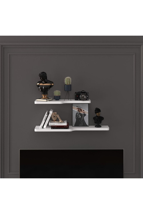 Doğal Modern Organizer Düzenleyici 2'li Kıvrımlı Dekoratif Kitaplık Banyo Mutfak Duvar Rafı