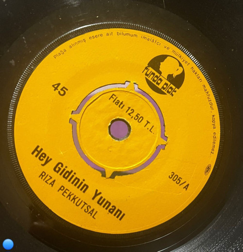 Rıza Pekkutsal - Hey Gidinin Yunanı / İcabında Kaçak Almanyada (45Lik Plak) - Funda Plak 305