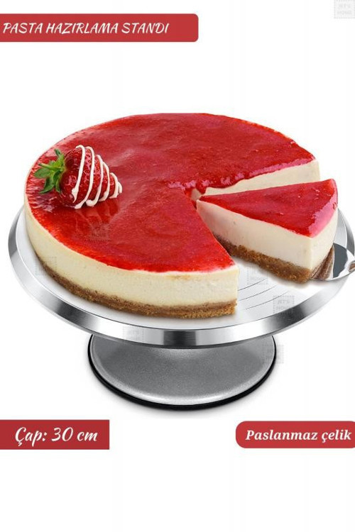 Pasta Hazırlama Standı Paslanmaz Pasta Standı Çelik Pasta Sıvama 30 cm